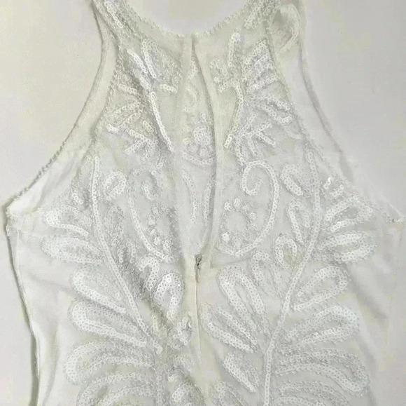 White Verte Beaded And Sequined Cocktail Homecoming Dress Size M - Picture 10 of 11
